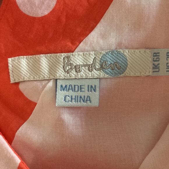 Boden Peachy Orange Pokadot Midi Dress, Size 2 - Picture 8 of 10